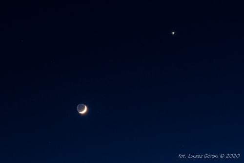 Koniunkcja Księżyca z Wenus w wąskim ujęciu #księżyc #wenus #astrofoto #koniunkcja #Chojnice