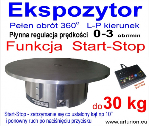 Ekspozytor Obrotnica Kawalet Napęd reklamy do 30kg z funkcja start-stop foto 3D, sterowanie. www.arturion.eu